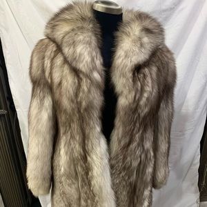 stunning white fox full length fur coat.